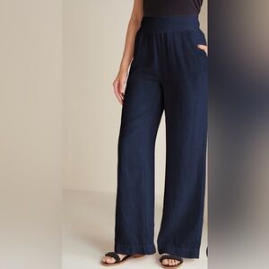 Soft Surroundings Aliso Point Linen Wide Leg Pants in Navy - 1X